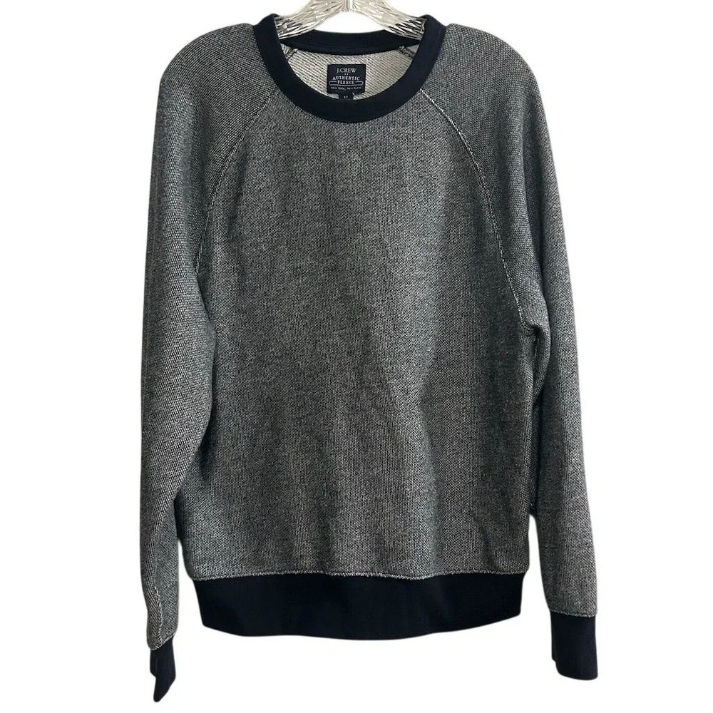 J.Crew Men's M Blue Geometric‎ Fleece Crew Neck Sweatshirt Pullover